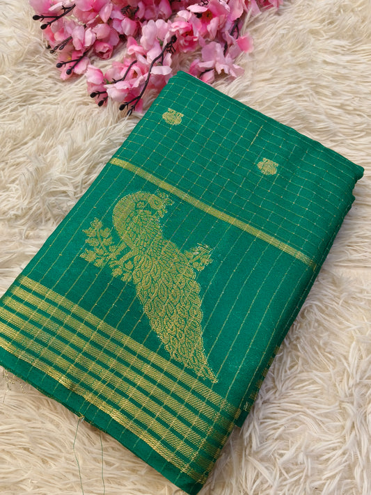 Green semi Mysore silk saree