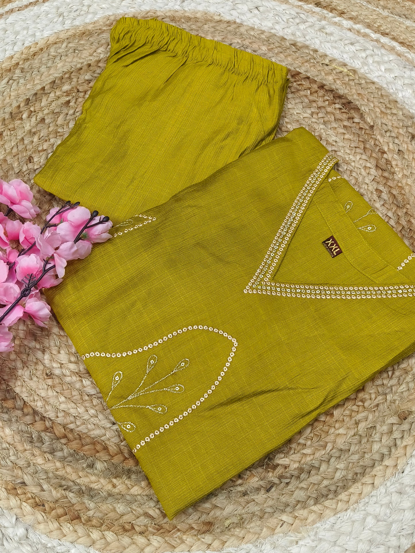 Greenish Yellow Vatican Silk Cord Set