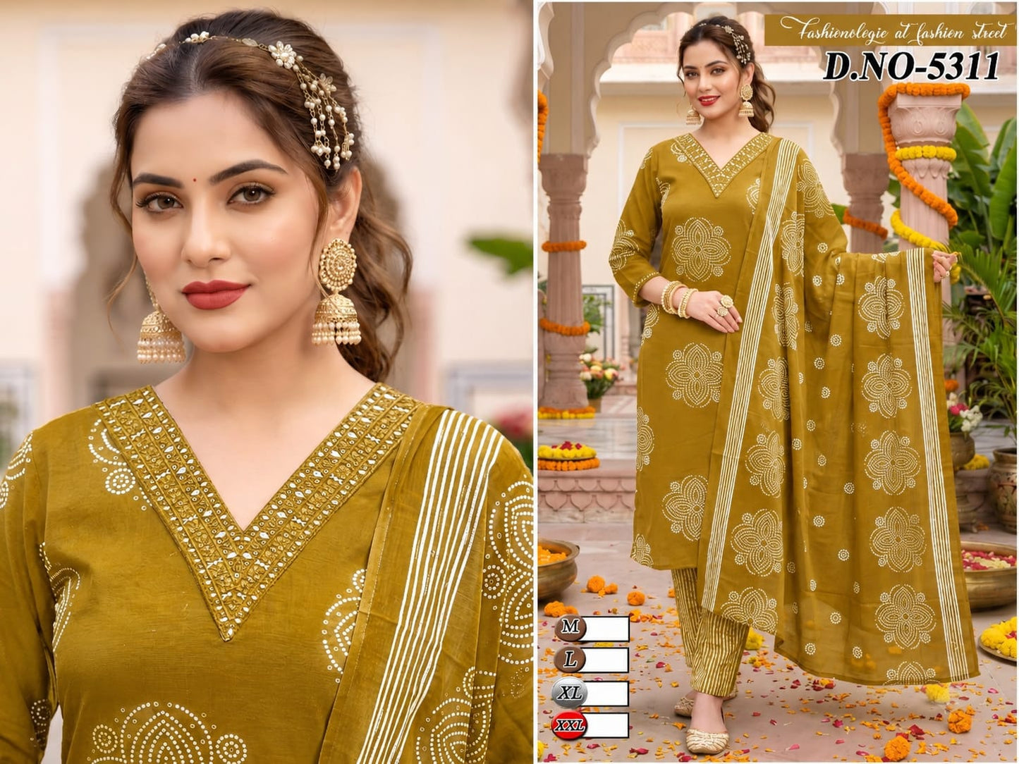 Yellow Cotton sets with duppatta
