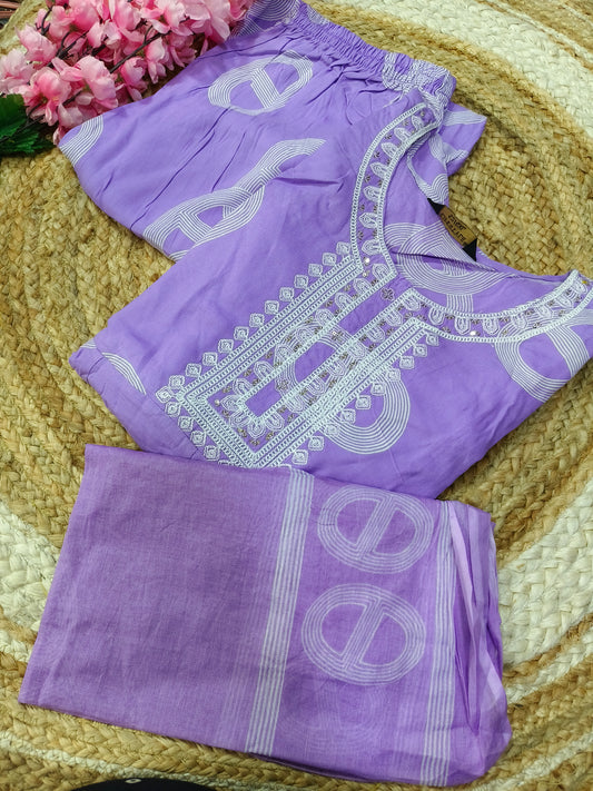 Purple soft cotton designer dress