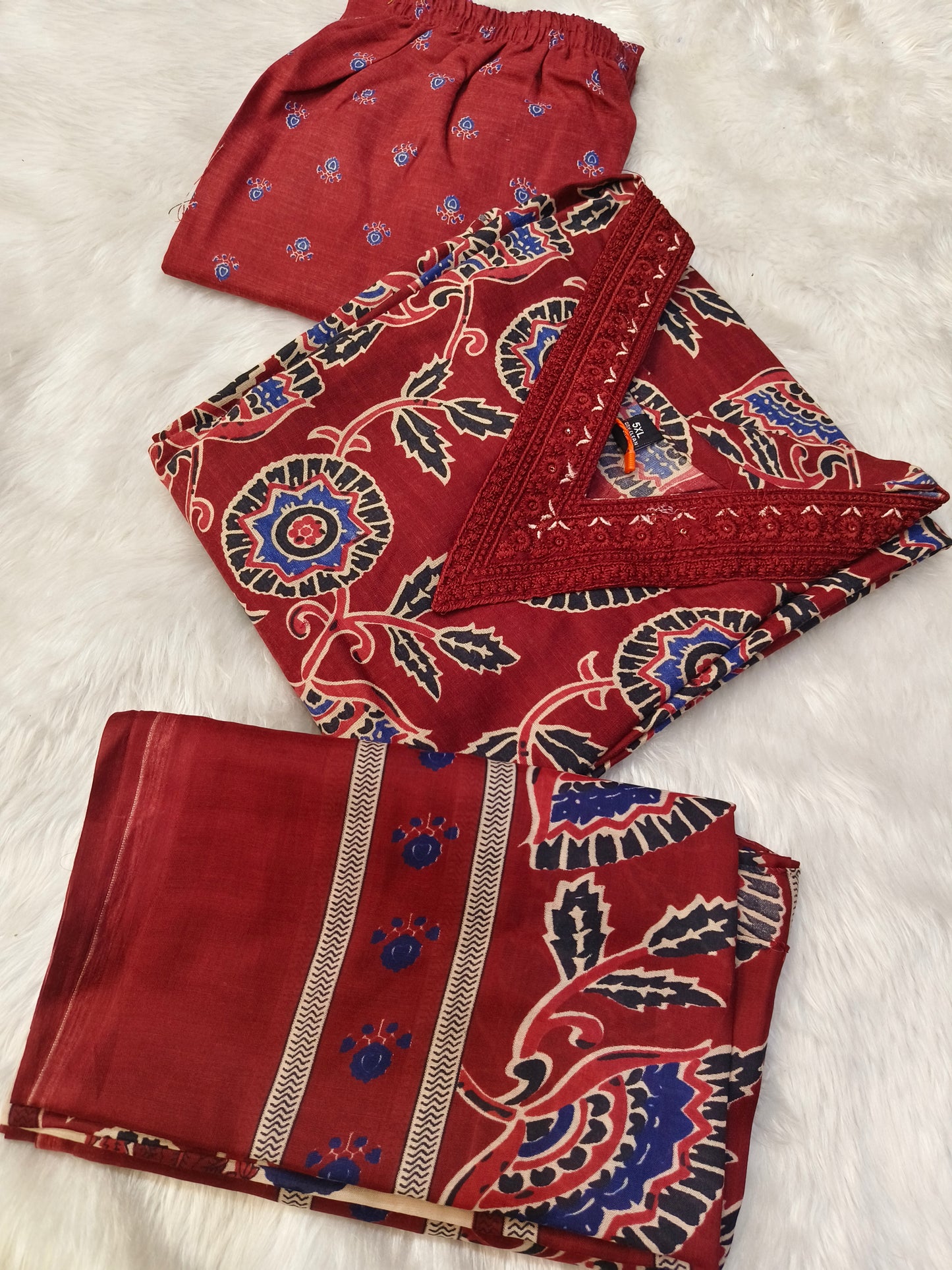 Maroon Cotton sets with duppata