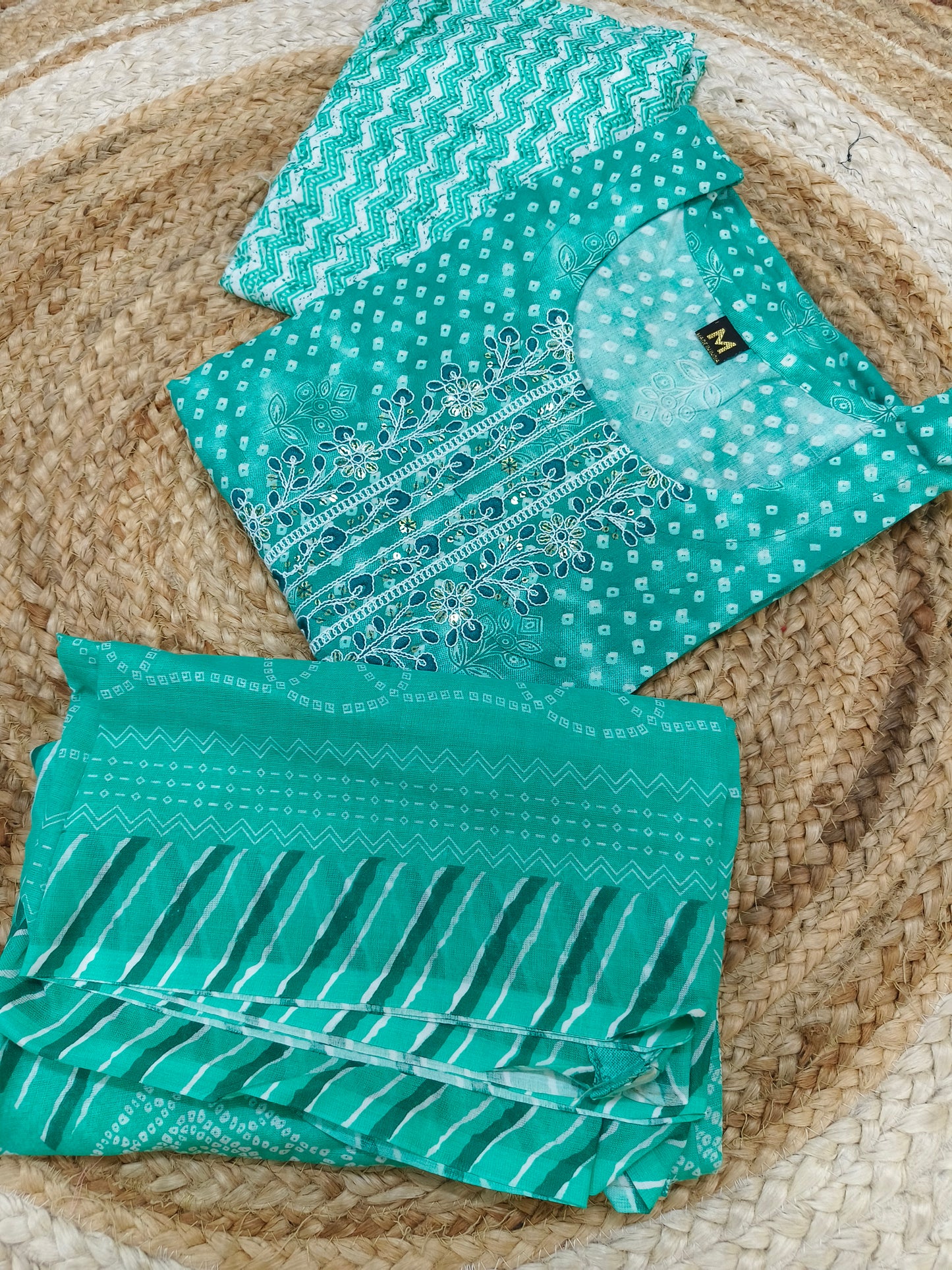 Sea Green cotton sets with duppata