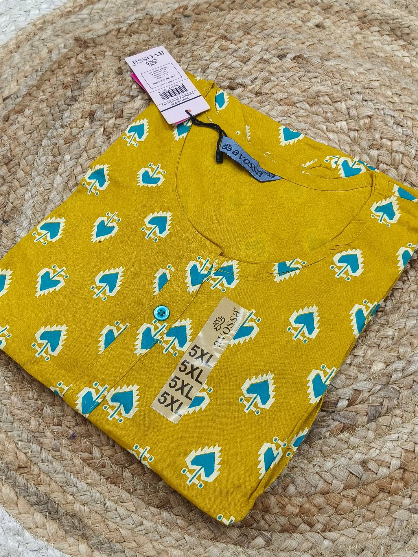 Yellow Rayon straight kurta