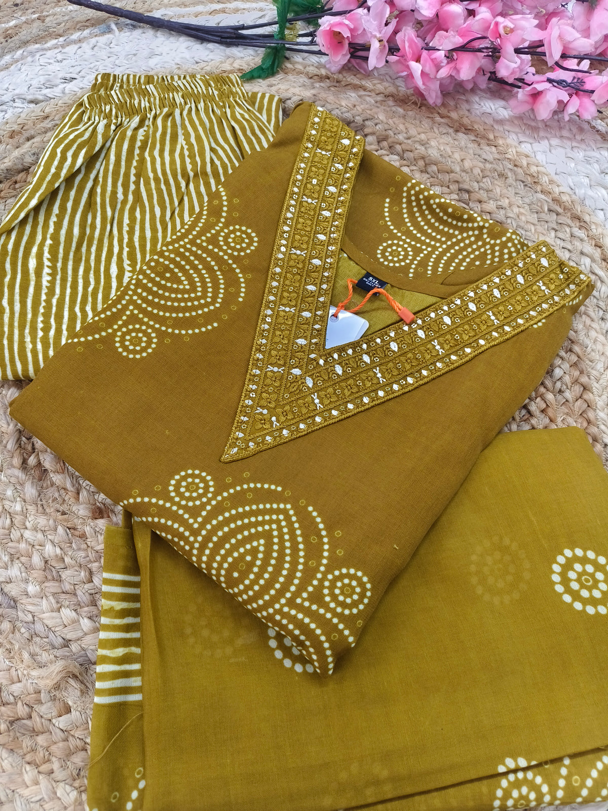 Yellow Cotton sets with duppatta