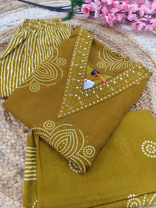 Yellow Cotton sets with duppatta