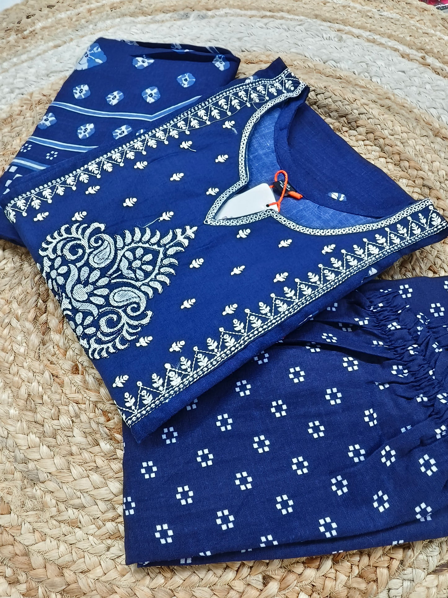 Blue cotton sets with duppata