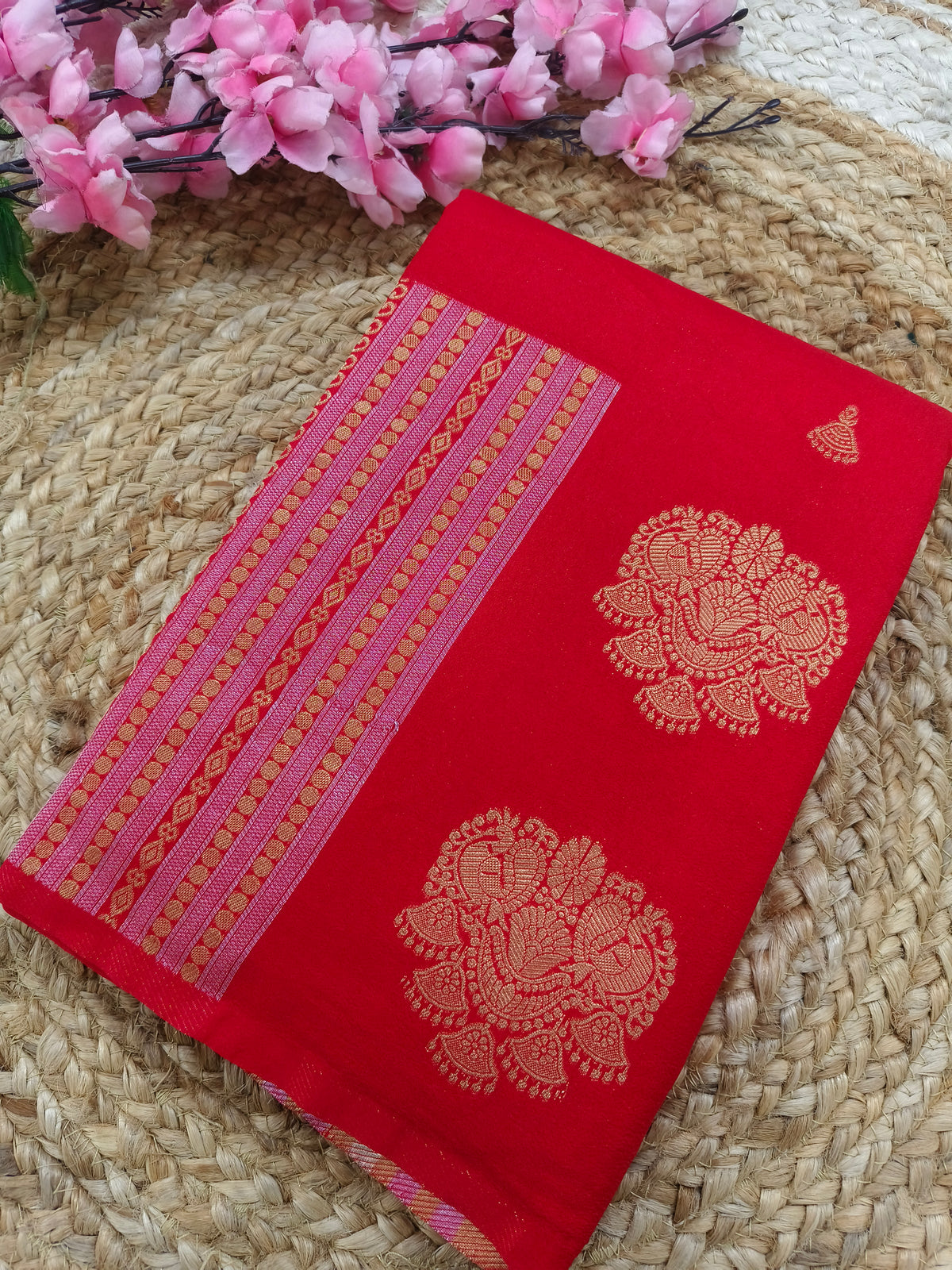 Red Georgette silk saree