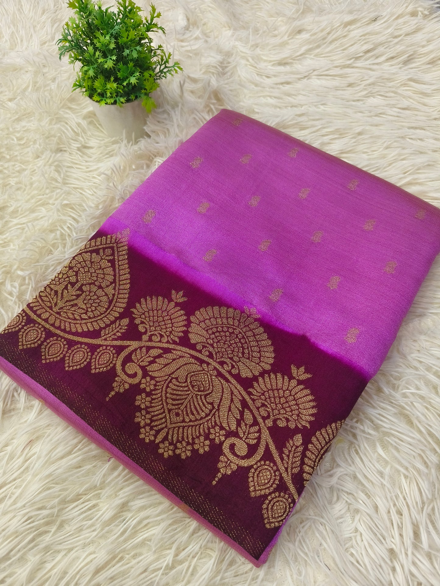 Light Purple with Wine soft silk saree