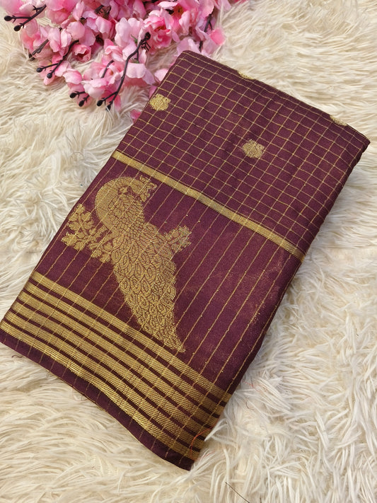Brown semi Mysore silk saree