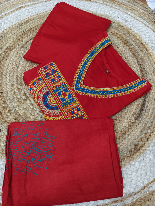 Red Eelgent Pure cotton A-line suits