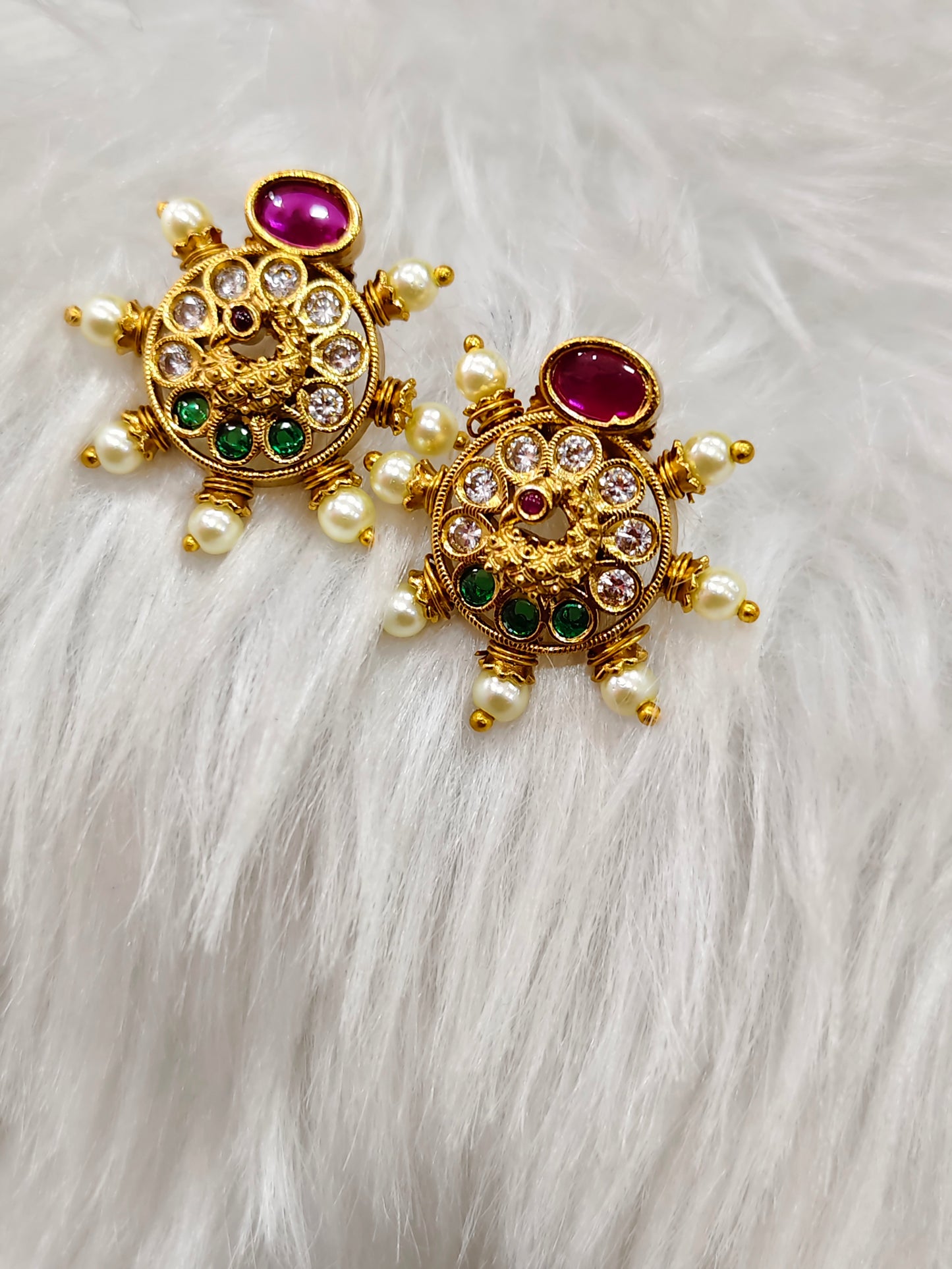Multi stone gold plated stud