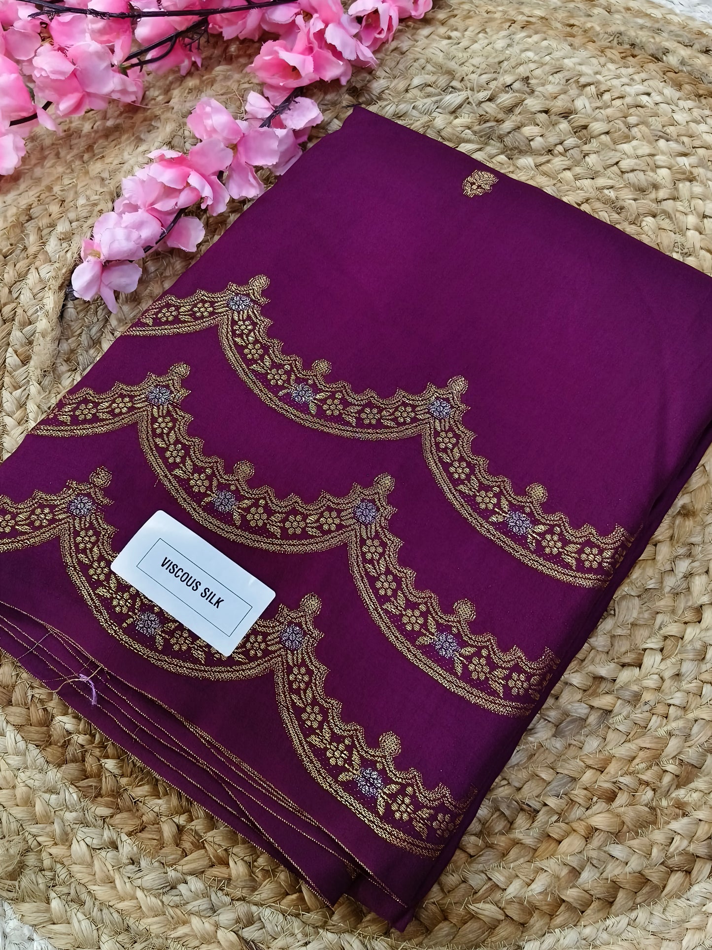 Wine viscous silk saree