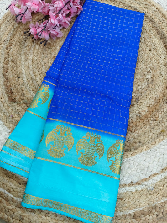 Royal blue with blue crape silk saree