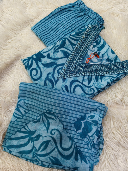 Light blue  cotton sets with duppata