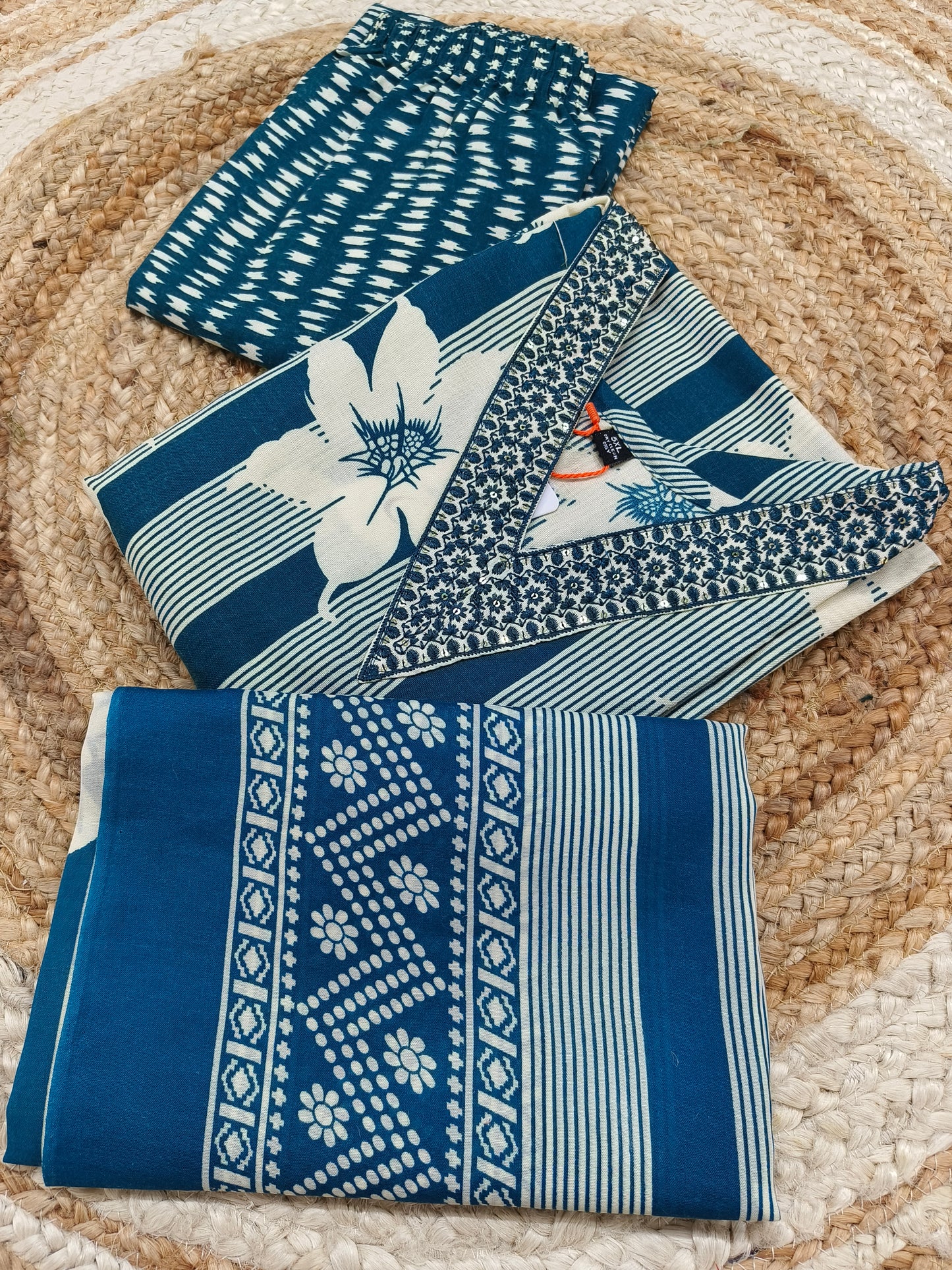 Blue Cotton sets with duppatta