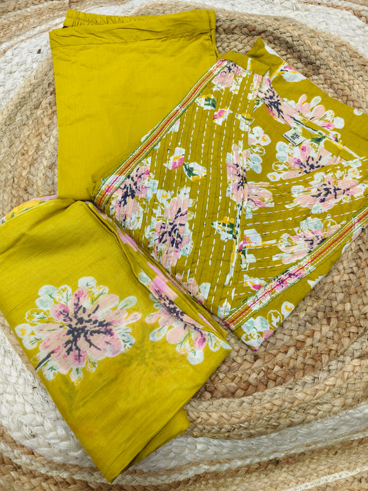Mustard yellow Cotton sets with duppata