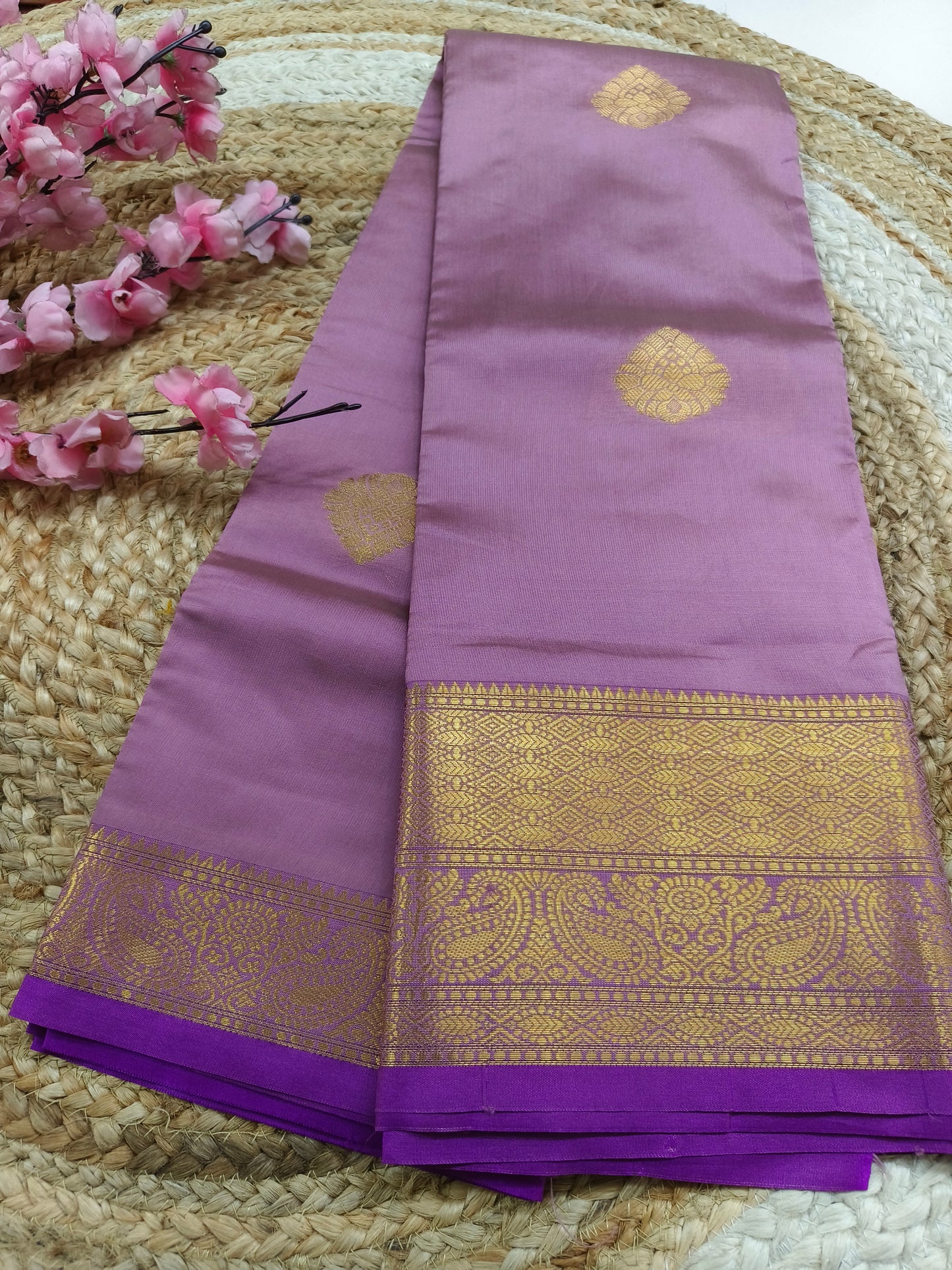 Mauve Semi kanchi silk saree