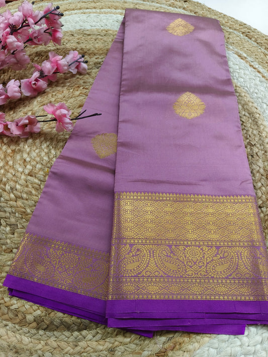 Mauve Semi kanchi silk saree