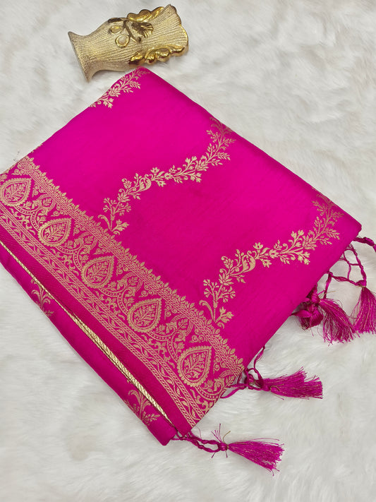 Rani Pink mulberry silk saree