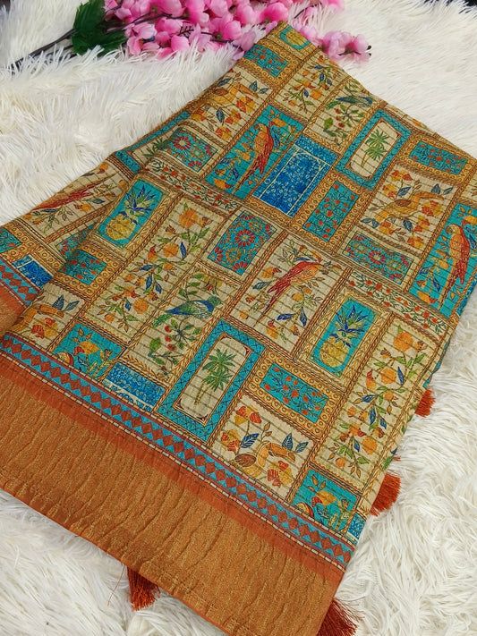 Orange heritage silk saree