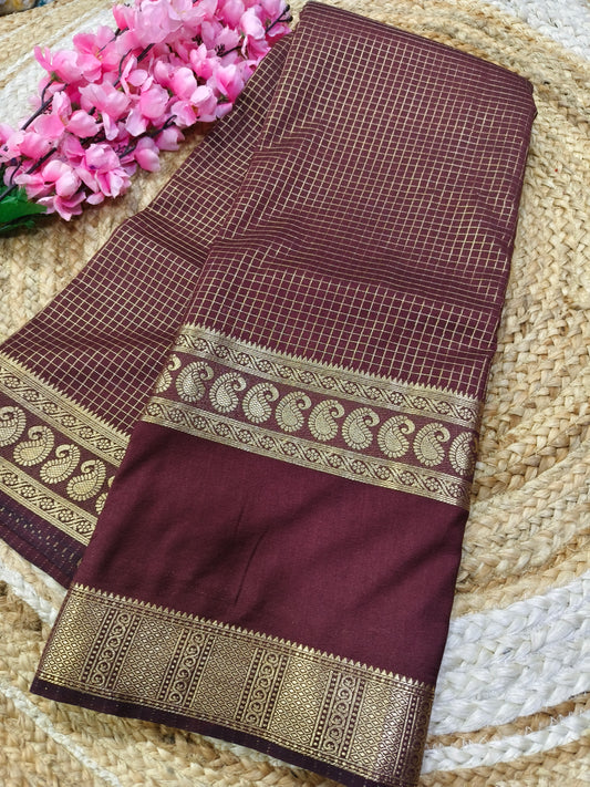 Brown semi silk saree