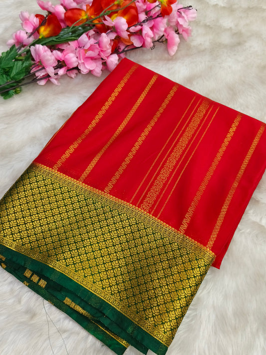 Red Georgette crepe silk saree