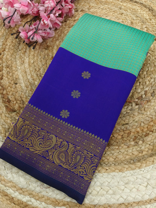 Sea Blue with blue semi silk saree