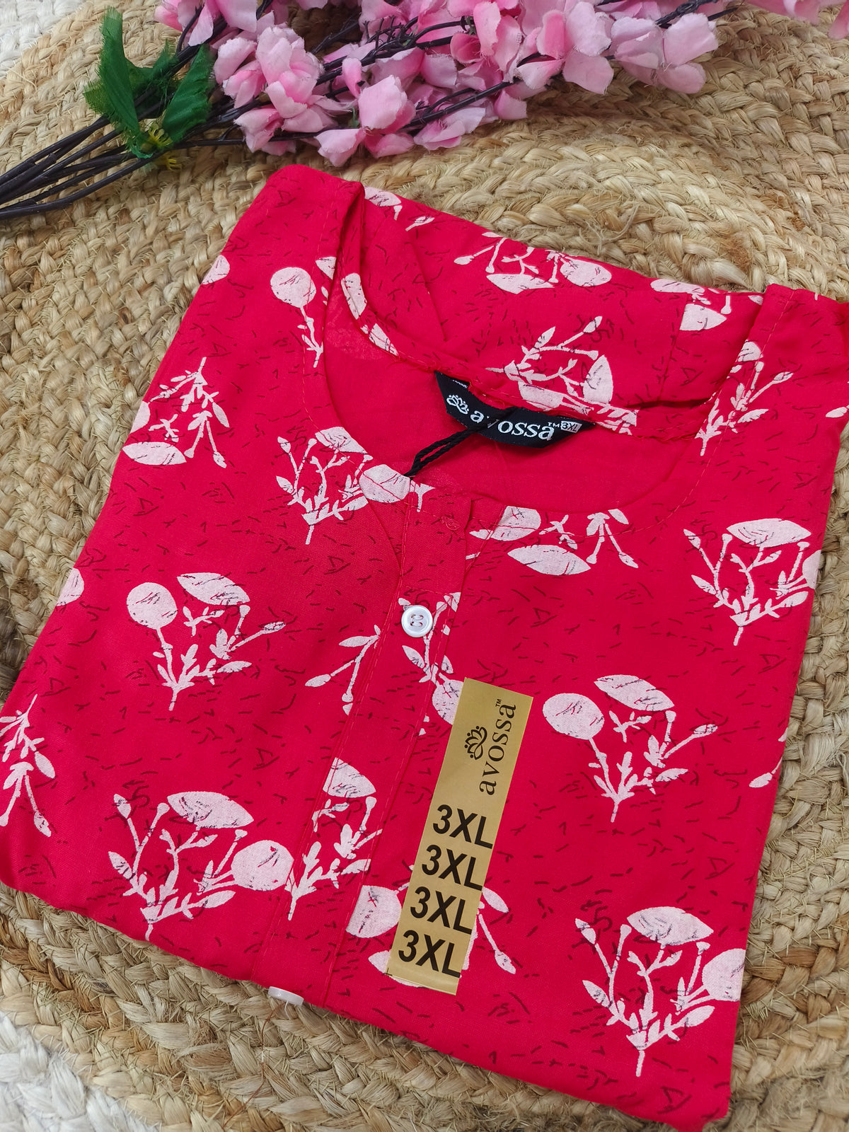 Red rayon straight kurta
