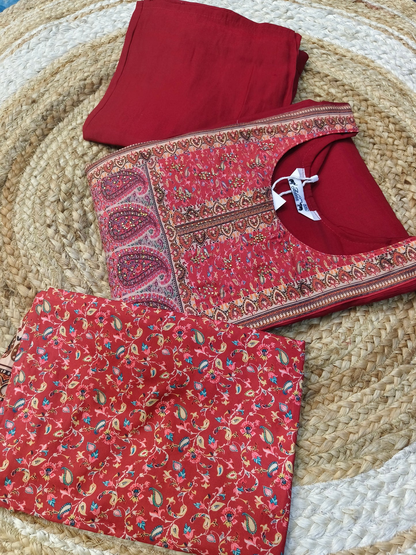 Red Designer straight cut suit