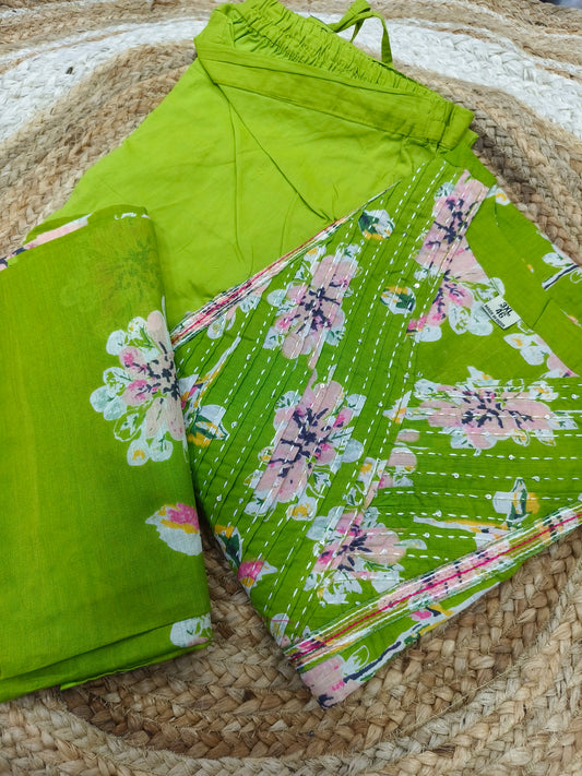 Green Cotton sets with duppata