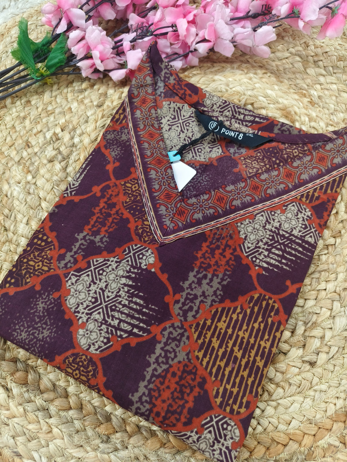 Brown cotton straight kurta