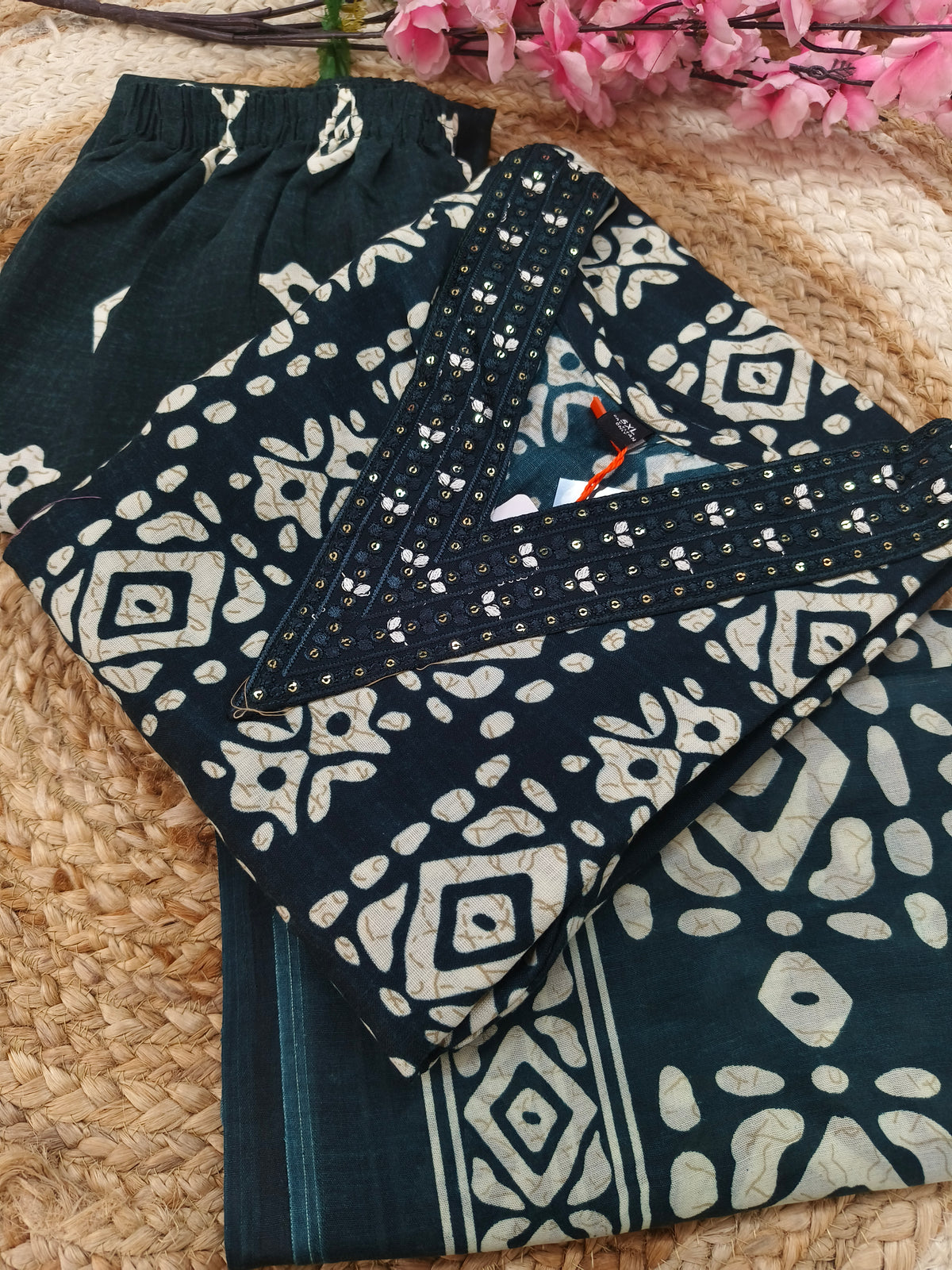 Peacock blue Cotton sets with duppatta