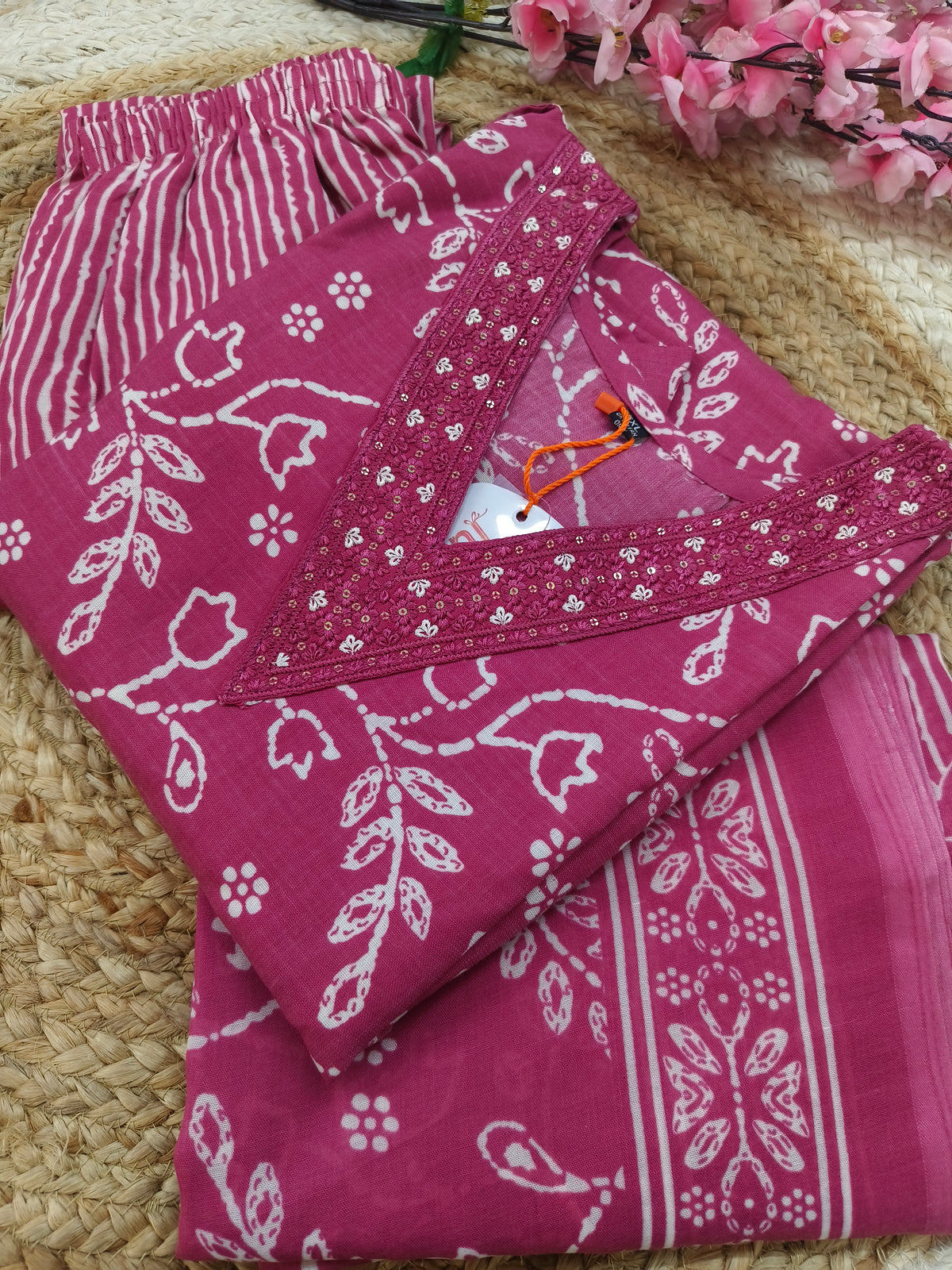 Pink Cotton sets with duppatta