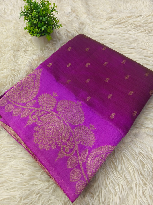 Mejantha pink with Rose pink soft silk saree