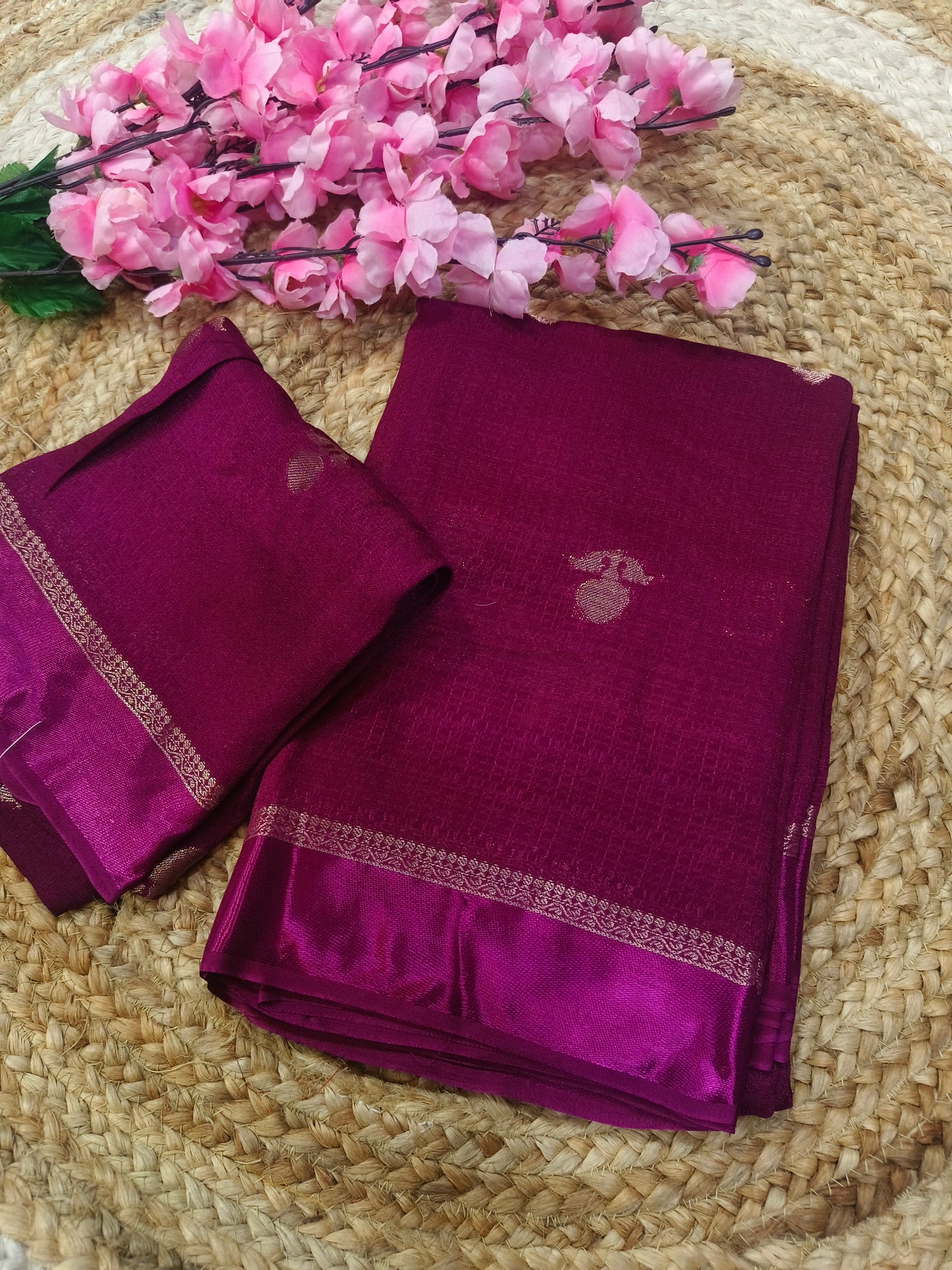 Wine  Viscose silk saree