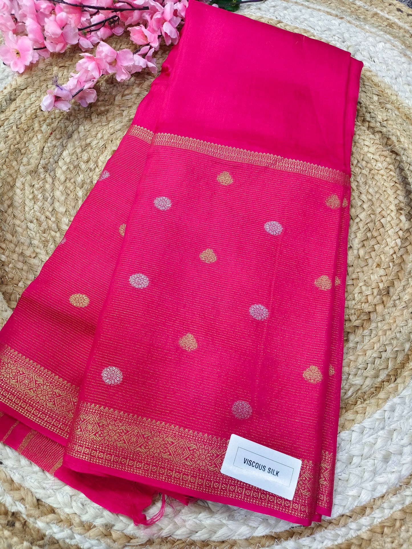 Pink Viscous silk saree