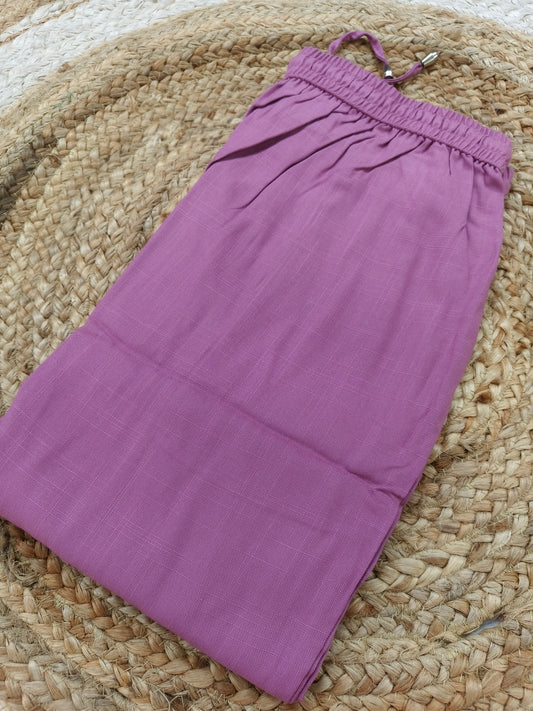 Rose Pink  Blended linen rayon straight pants