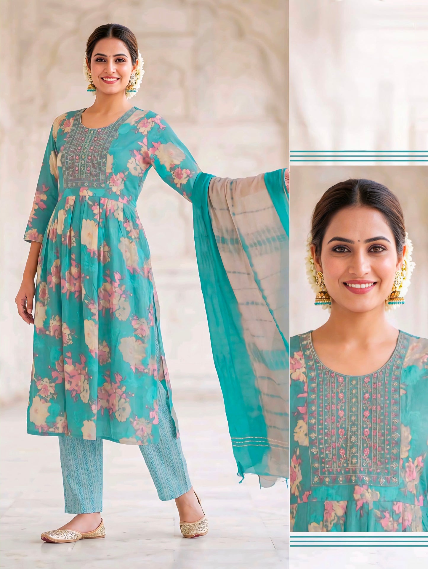 Blue Anarkali suit