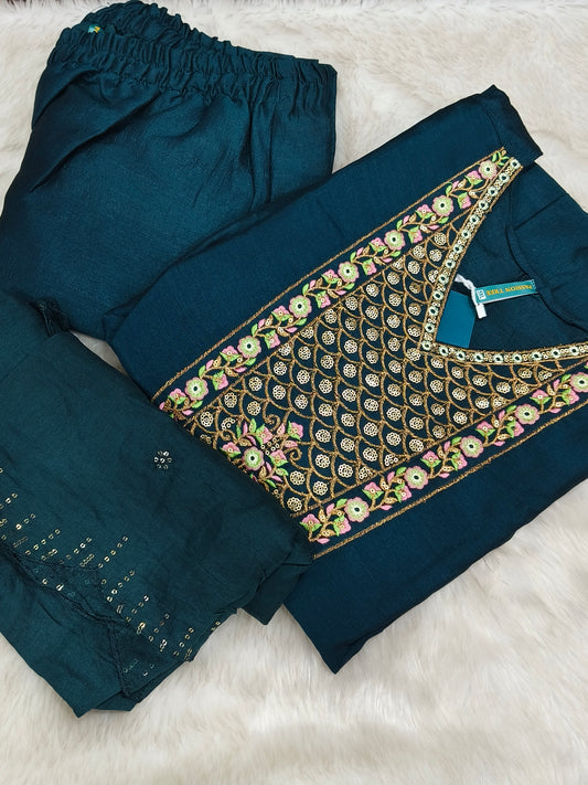 Peacock Blue designer Anarkali dress