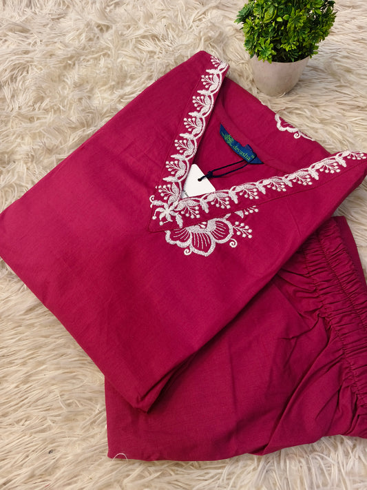 Rose Pink pure cotton two piece sets