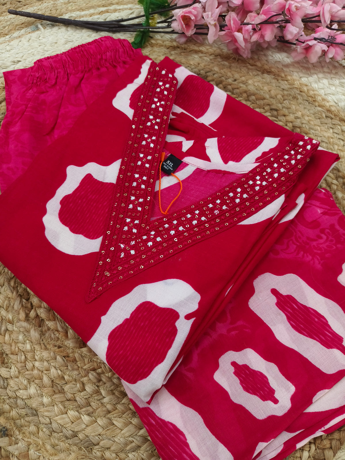 Pink Cotton sets with duppatta