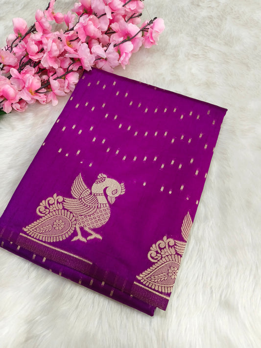 Megentha Pink silk blend saree
