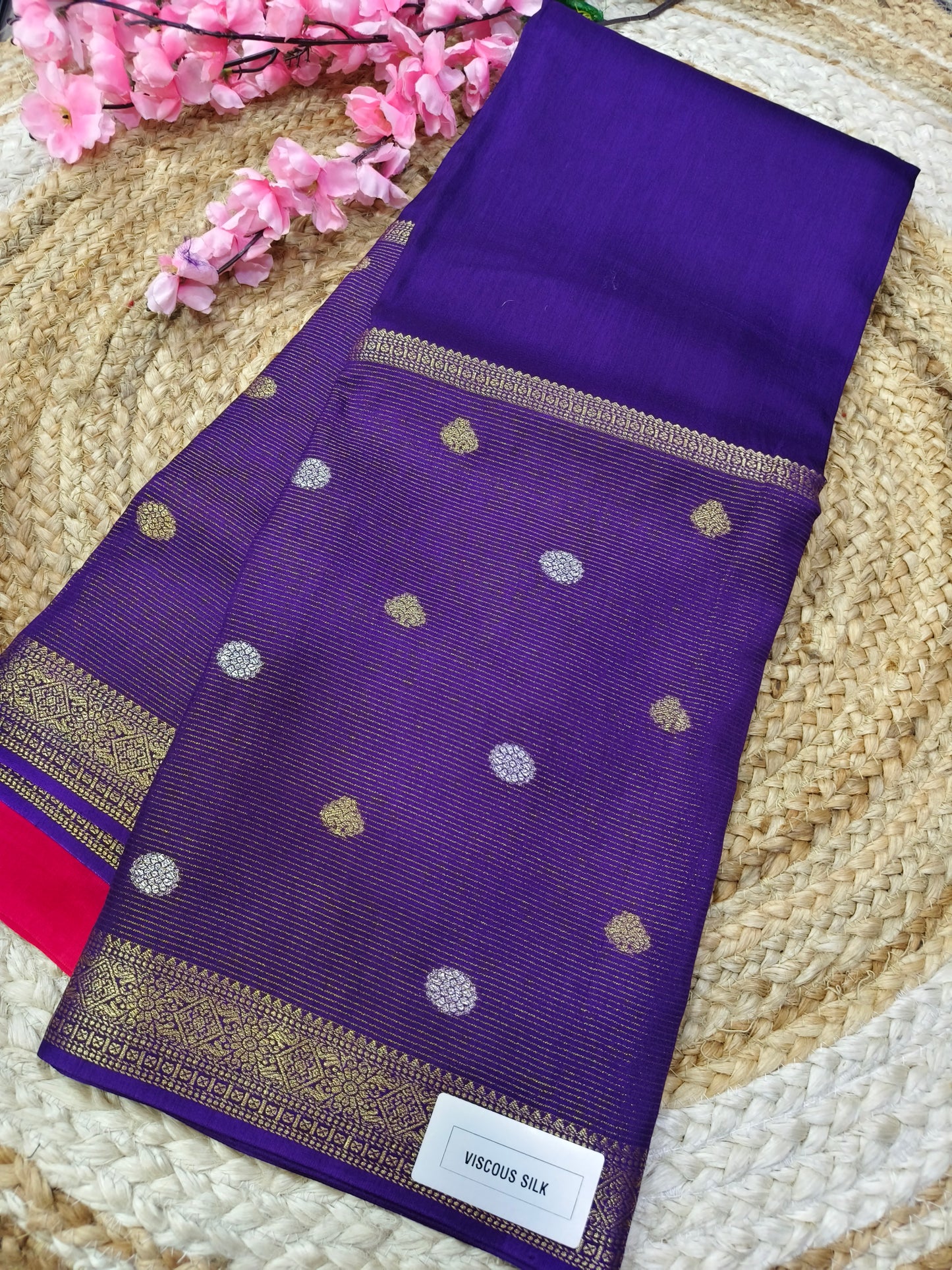 Purple Viscous silk saree