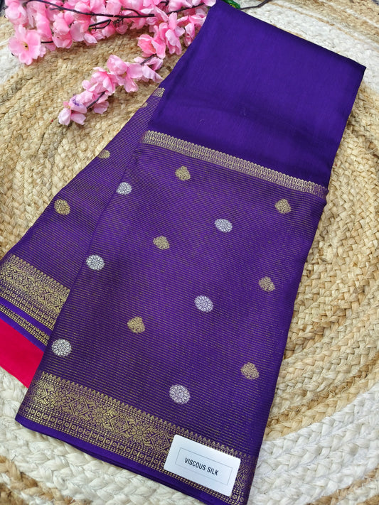 Purple Viscous silk saree
