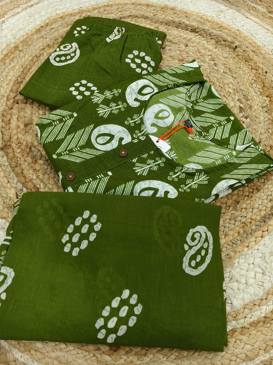 Green Cotton sets with duppatta