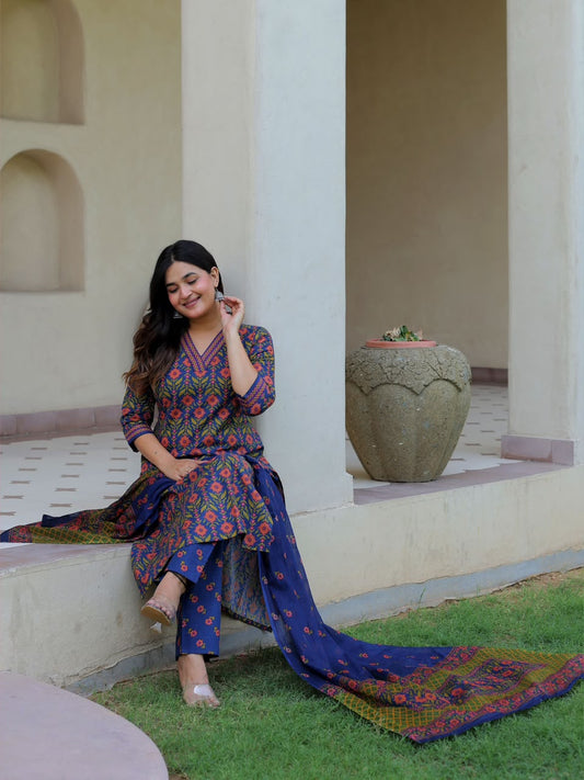 Blue  Aarvi Pure Cotton Suit