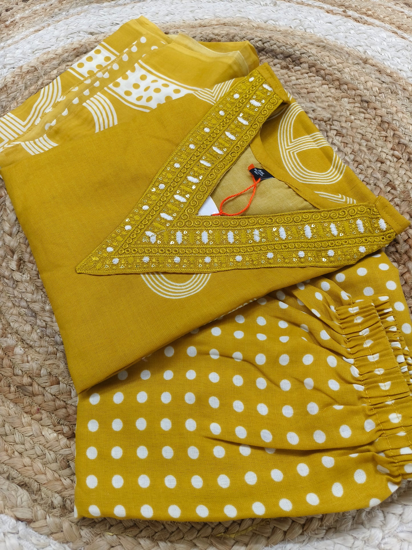 Yellow Cotton sets with duppatta