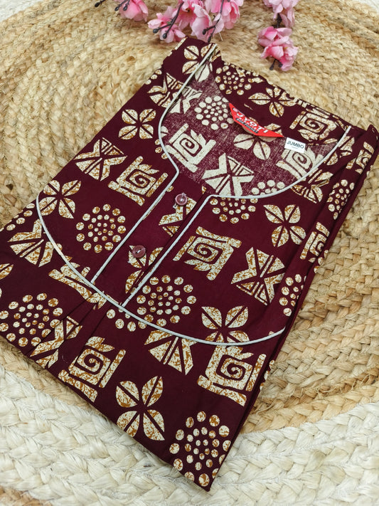 Maroon pure cotton Nighty