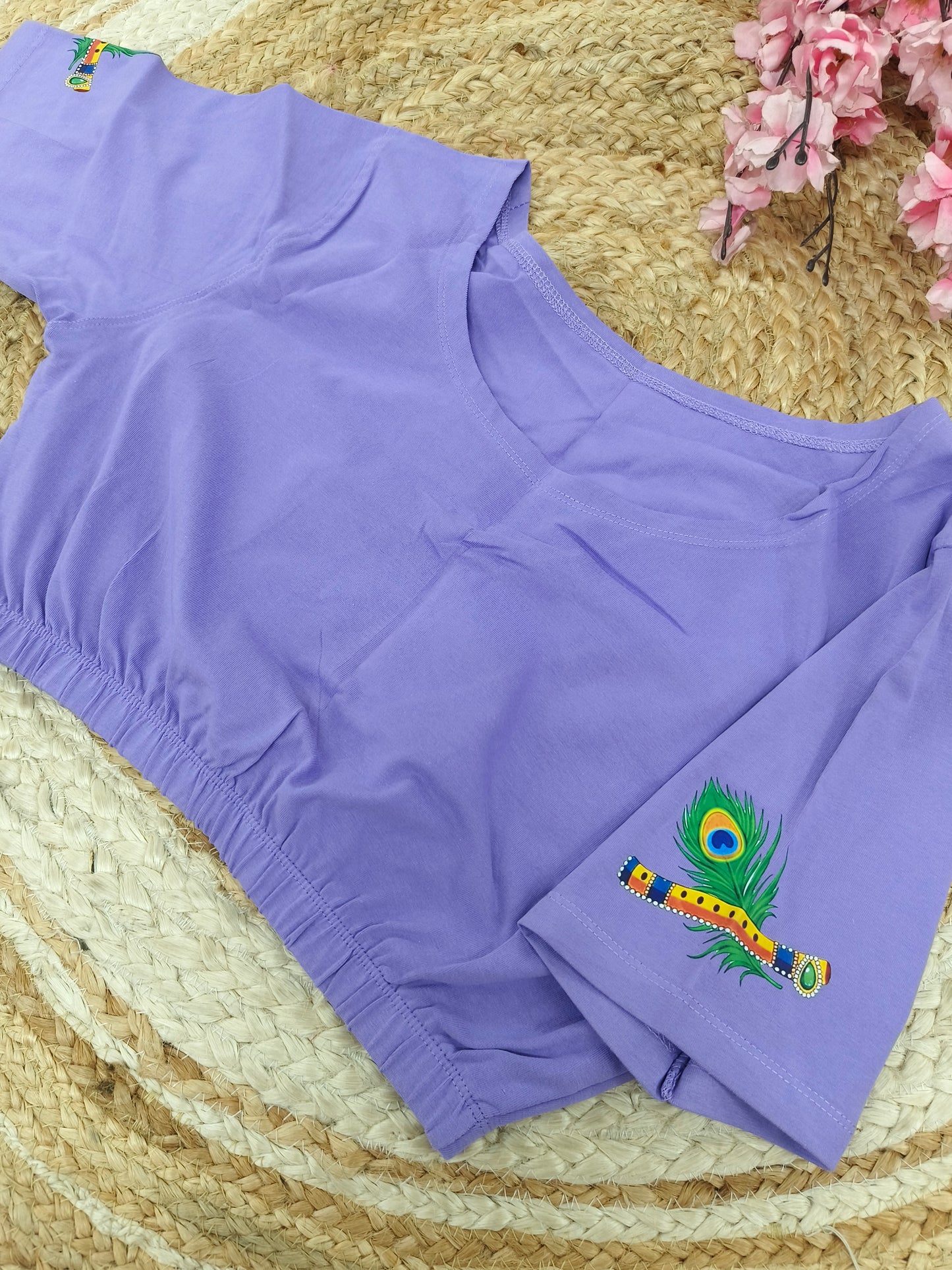 Lavender Stretchable blouse with unique printed design