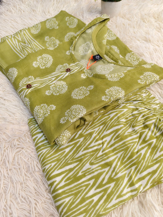 Green  Cotton sets with duppata